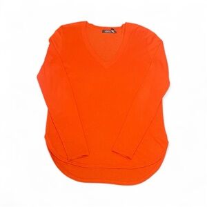 LAUREN Ralph Lauren Modal Silk Women's Orange V-Neck Sweater sz M